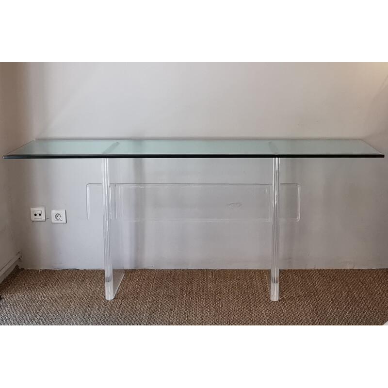 Console vintage italienne en perspex et verre, 1970