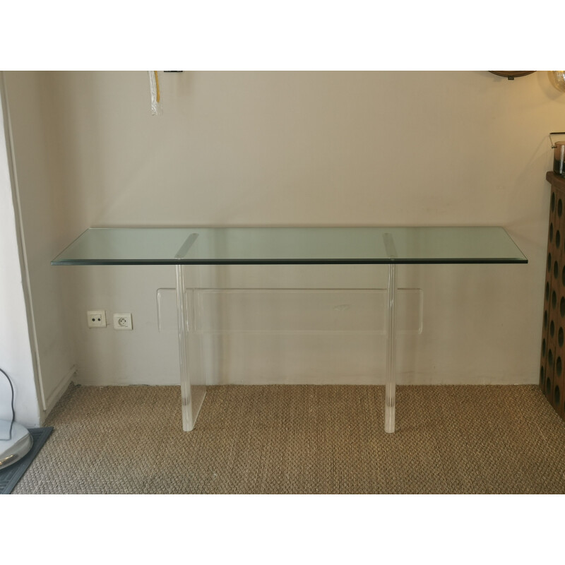 Vintage Italian console in perspex and glass, 1970