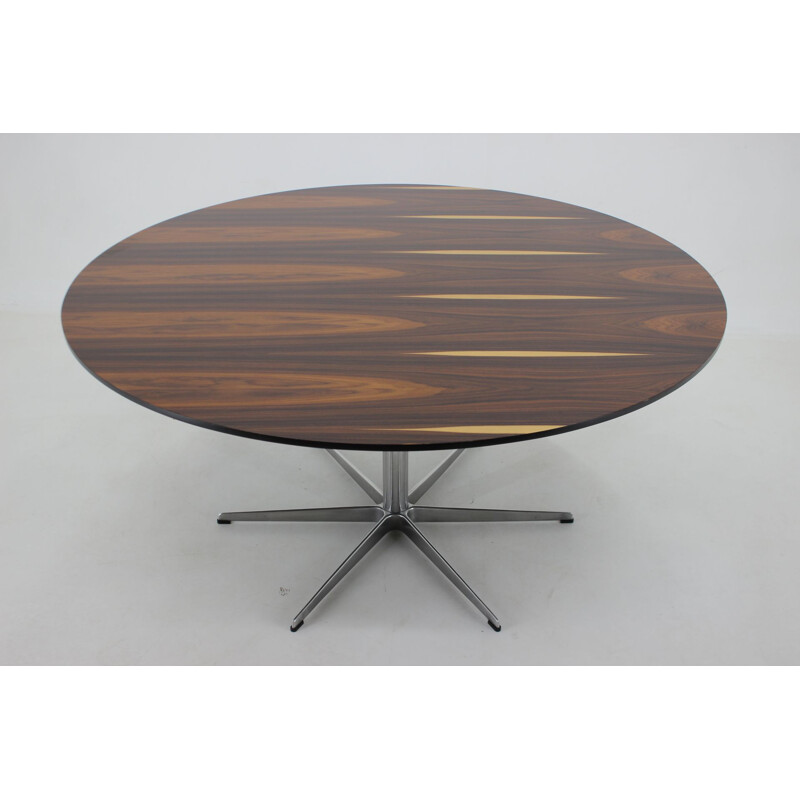 Vintage round rosewood dining table by Arne Jacobsen for Fritz Hansen, Denmark 1960s