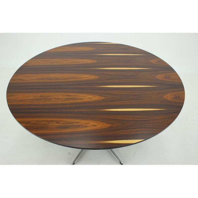 Vintage round rosewood dining table by Arne Jacobsen for Fritz Hansen, Denmark 1960s