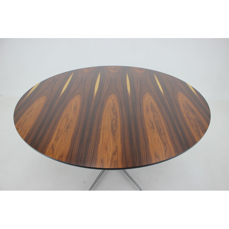 Vintage round rosewood dining table by Arne Jacobsen for Fritz Hansen, Denmark 1960s