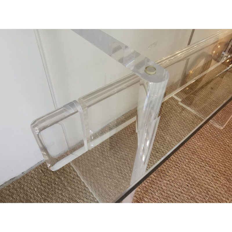 Vintage Italian console in perspex and glass, 1970