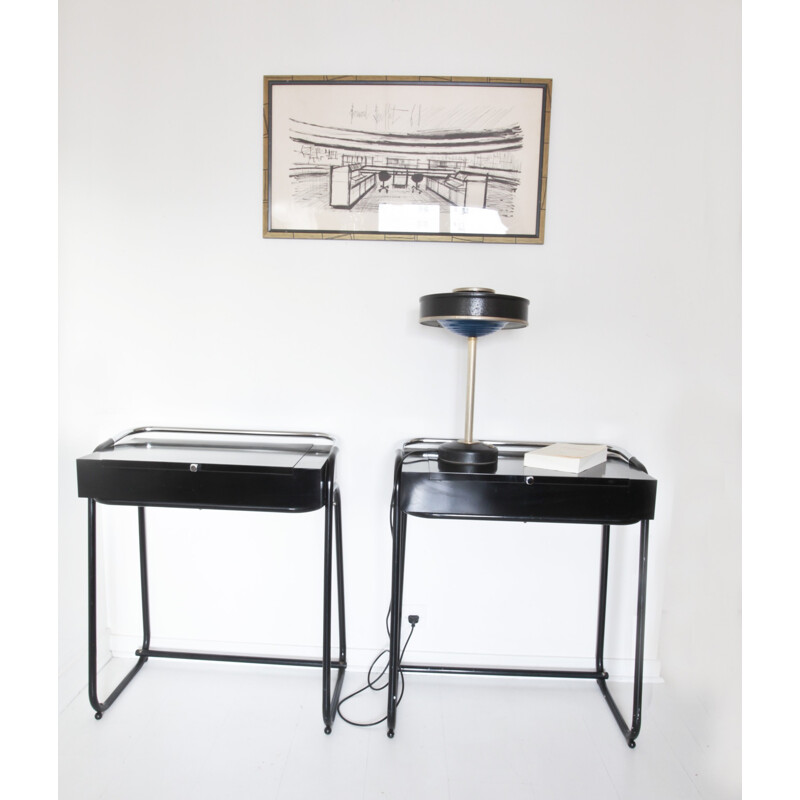 Set of 2 chromed metal and formica dressing tables - 1960s