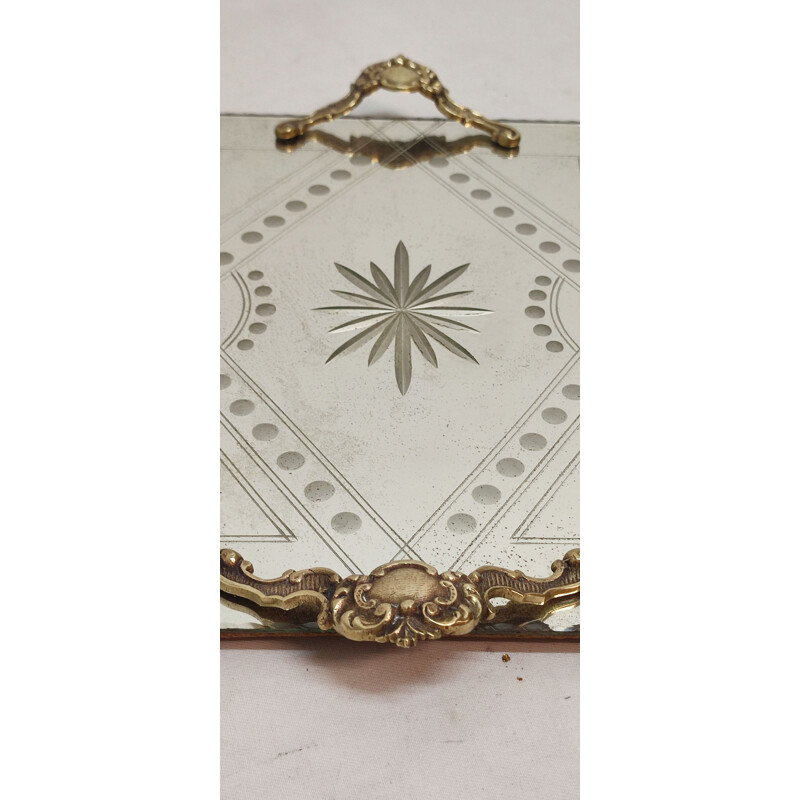 Vintage carved mirror tray, France 1940s