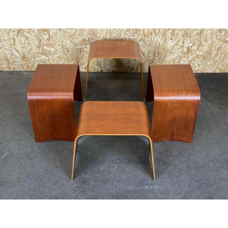 Satz von 4 Vintage-Teakholzhockern Modell 4515 von Hans Ludvigsen für Fritz Hansen, 1950-1960