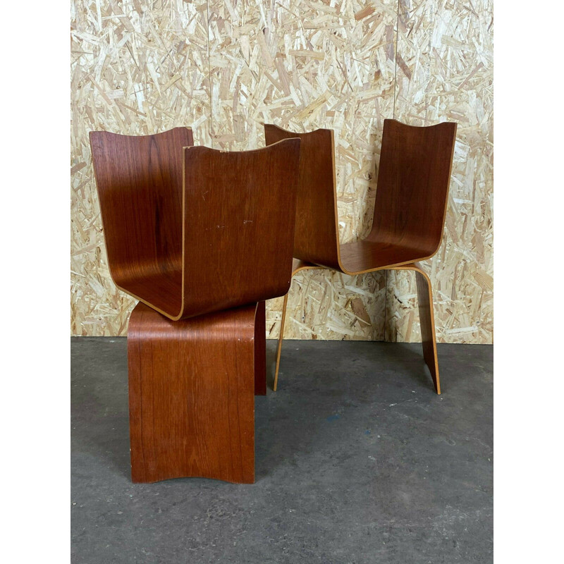 Set of 4 vintage teak stools model 4515 by Hans Ludvigsen for Fritz Hansen, 1950-1960s