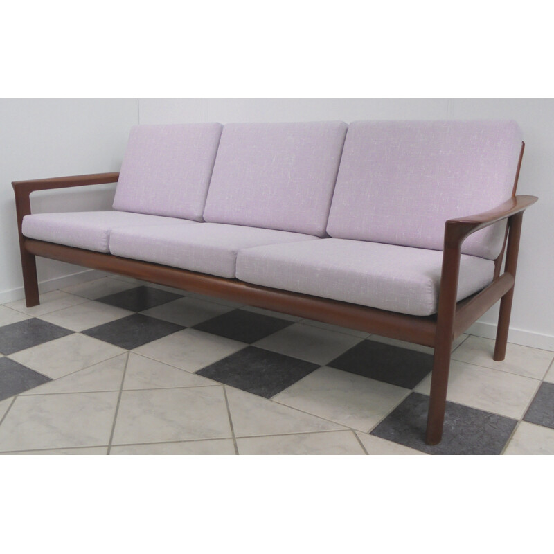 Danish 3 seater sofa in wood and fabric, Sven ELLEKAER - 1950s
