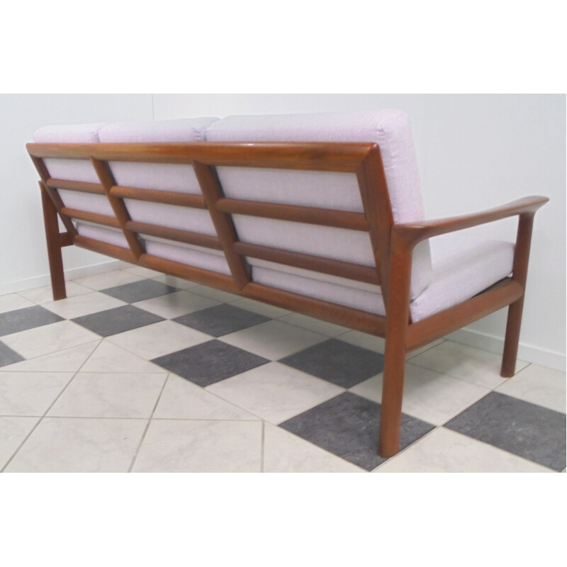 Danish 3 seater sofa in wood and fabric, Sven ELLEKAER - 1950s