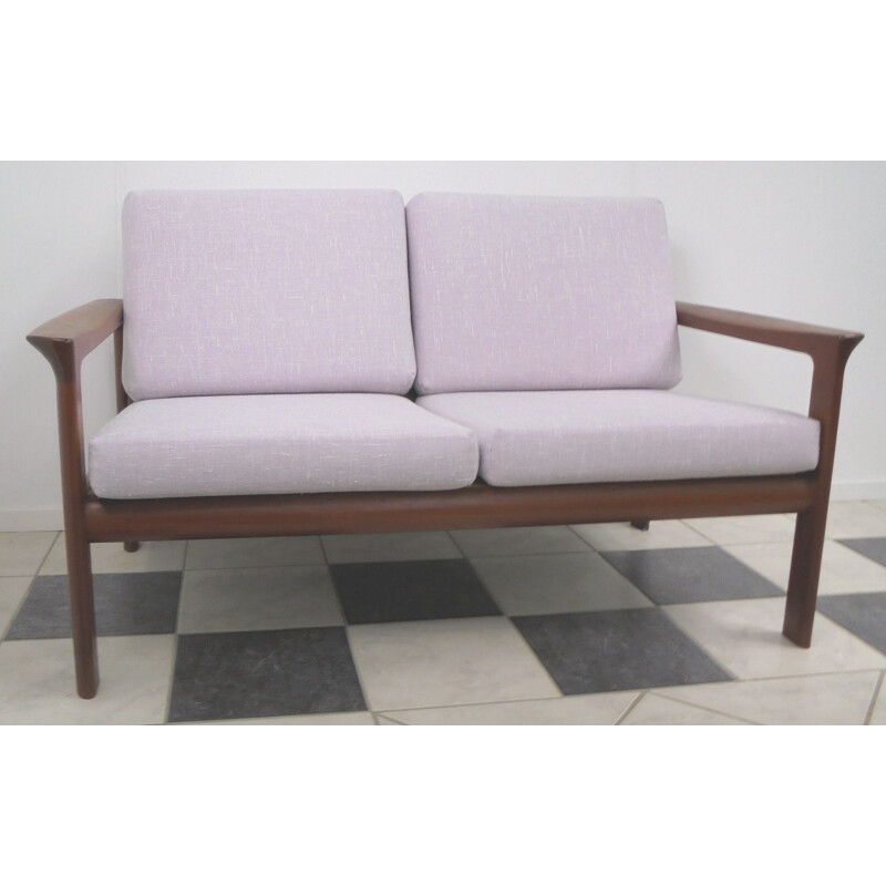 2 seater sofa in wood and fabric, Sven ELLEKAER - 1950s