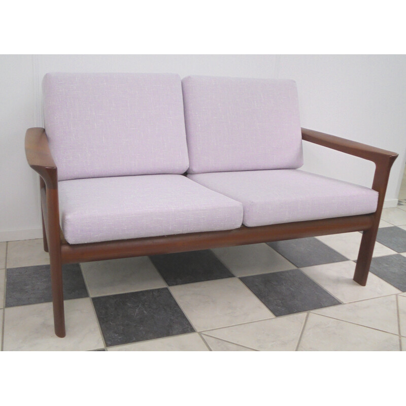 2 seater sofa in wood and fabric, Sven ELLEKAER - 1950s