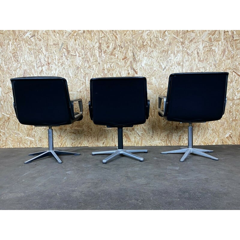 Ensemble de 3 fauteuils vintage en cuir et chrome par Wilkhahn Lobby, 1960