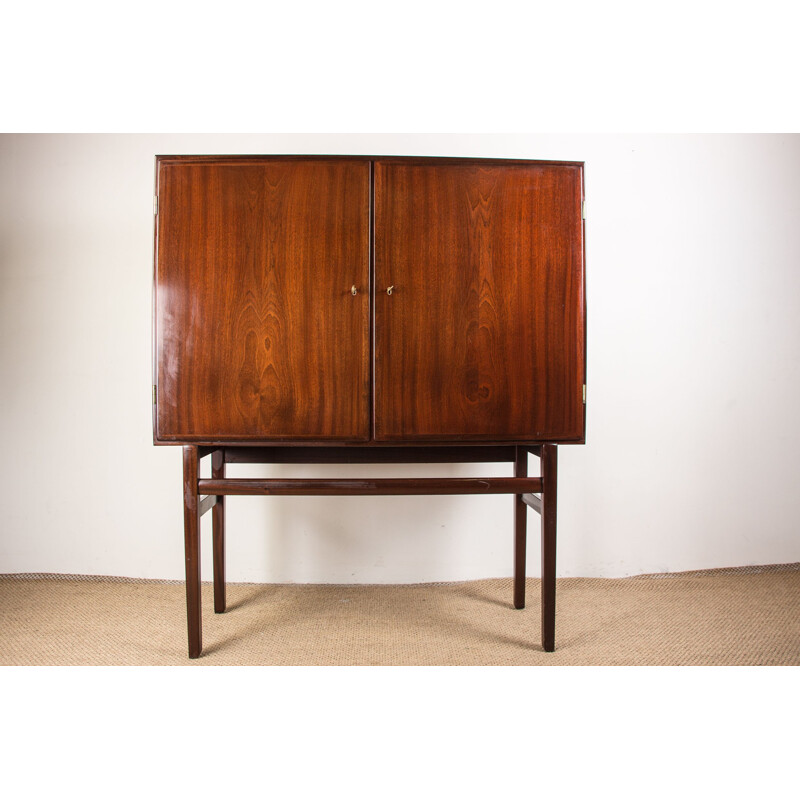 Vintage Danish mahogany highboard by Ole Wanscher for Poul Jeppesen, 1960