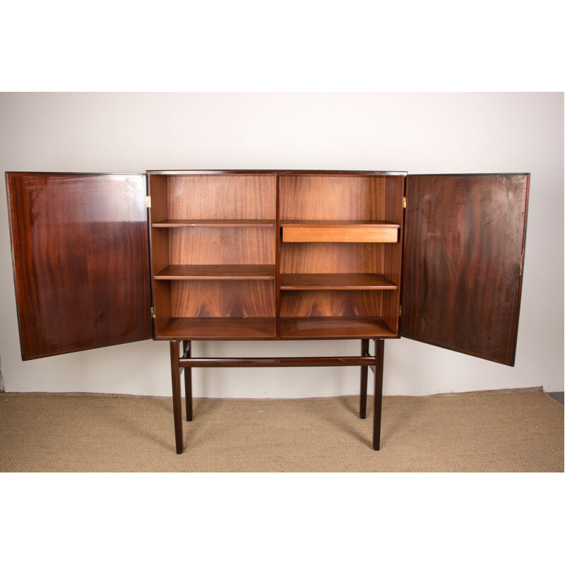 Vintage Danish mahogany highboard by Ole Wanscher for Poul Jeppesen, 1960