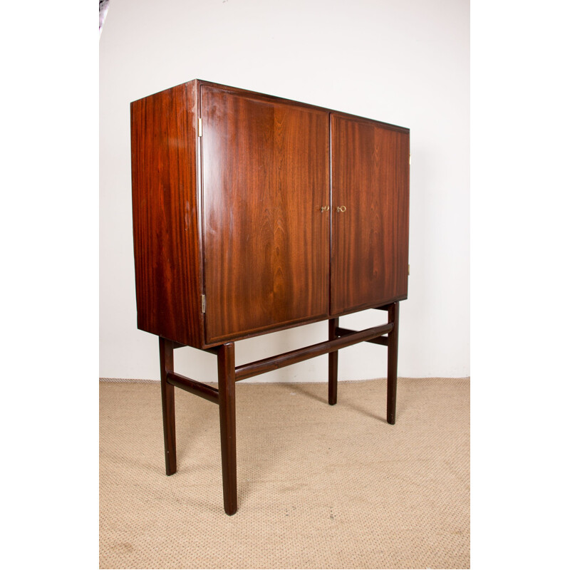 Vintage Danish mahogany highboard by Ole Wanscher for Poul Jeppesen, 1960