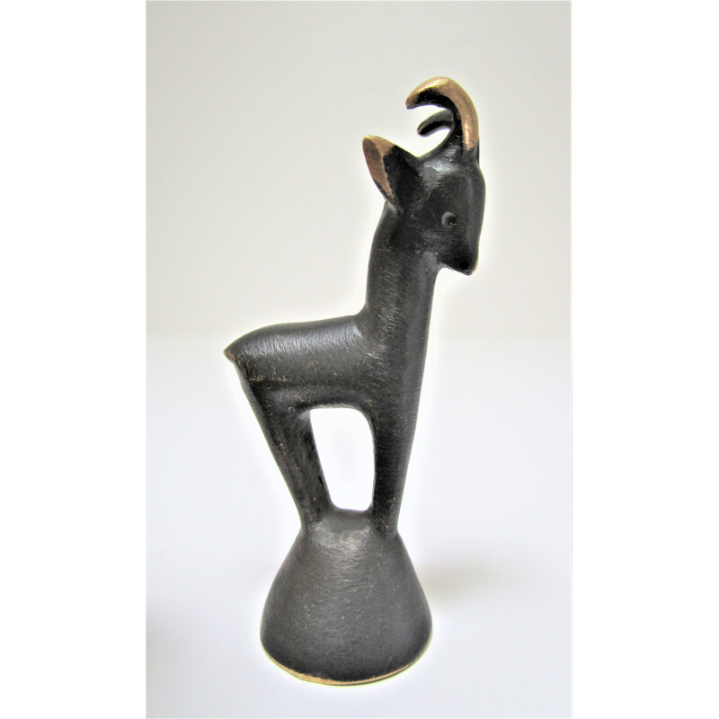 Vintage chamois sculpture in blackened bronze by Walter Bosse for Herta Baller, 1950s