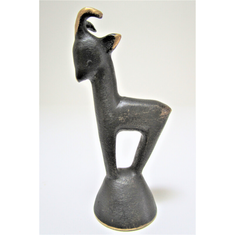 Vintage chamois sculpture in blackened bronze by Walter Bosse for Herta Baller, 1950s