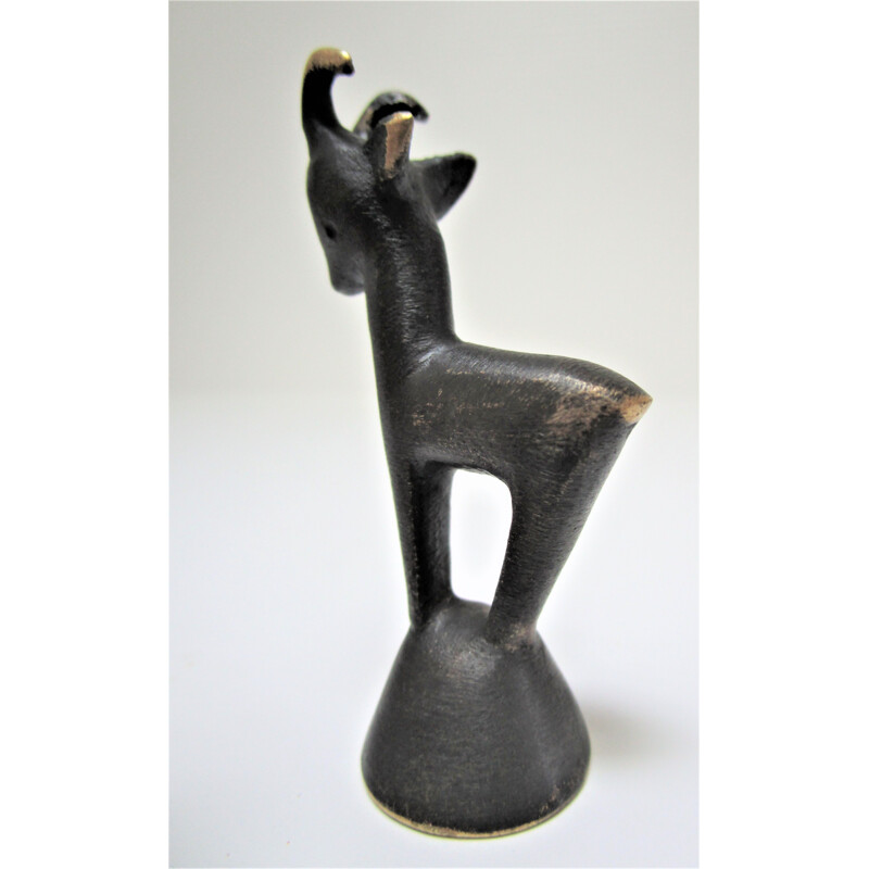 Vintage chamois sculpture in blackened bronze by Walter Bosse for Herta Baller, 1950s
