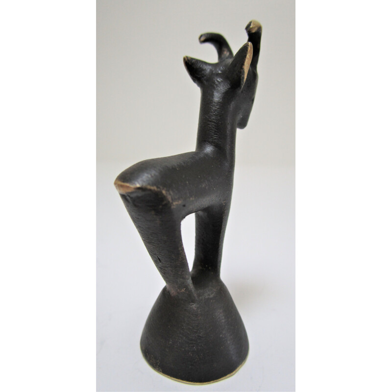 Sculpture de chamois vintage en bronze noirci par Walter Bosse pour Herta Baller, 1950