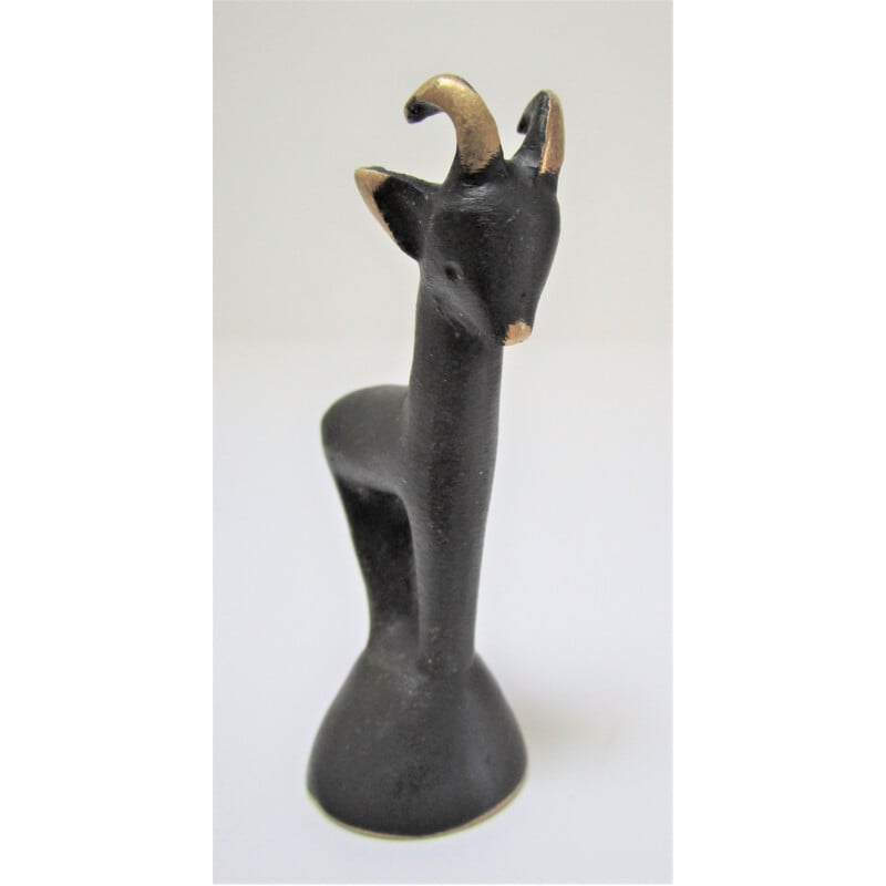 Vintage chamois sculpture in blackened bronze by Walter Bosse for Herta Baller, 1950s