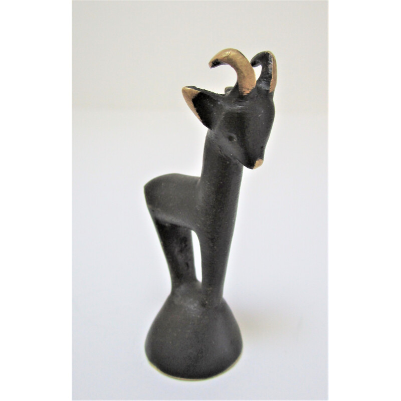 Sculpture de chamois vintage en bronze noirci par Walter Bosse pour Herta Baller, 1950