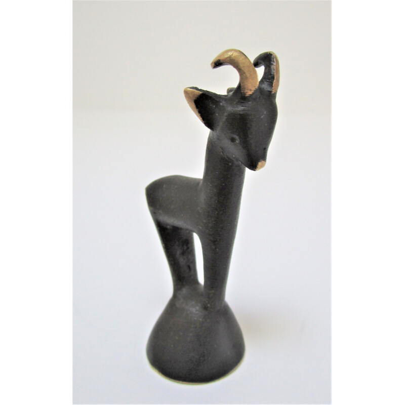 Vintage chamois sculpture in blackened bronze by Walter Bosse for Herta Baller, 1950s