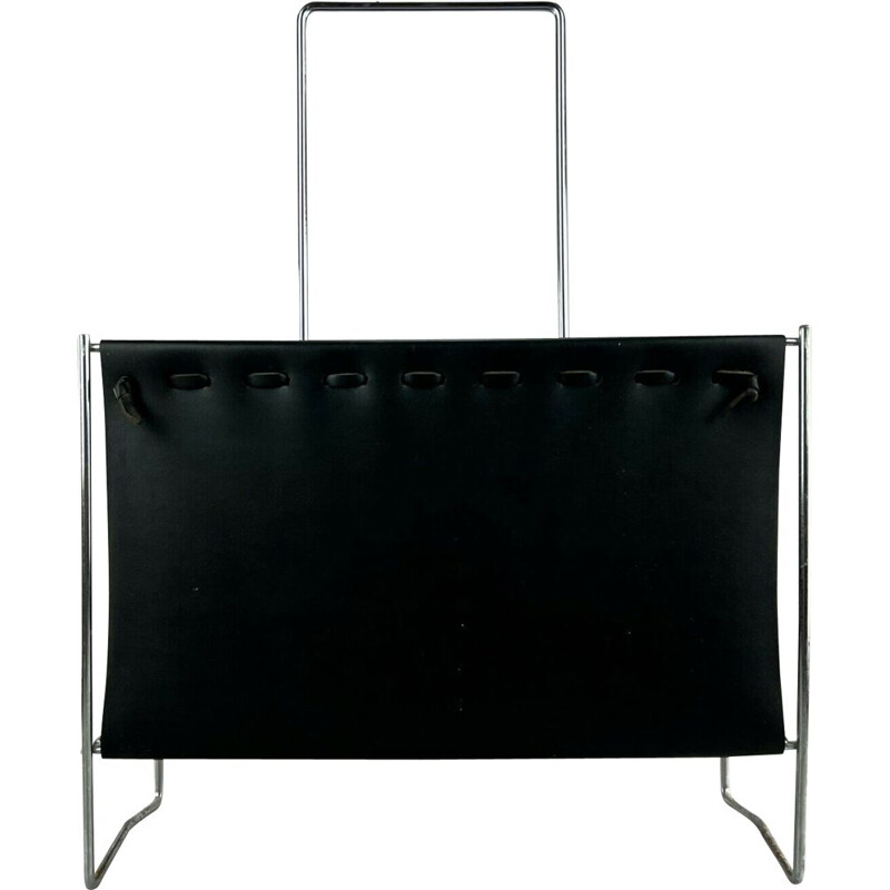 Vintage magazine rack in metal, 1960-1970s