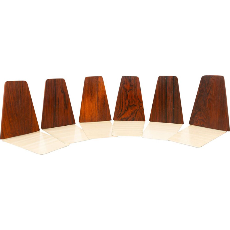 Set of 6 mid-century bookends by Kai Kristiansen for Feldballes Møbelfabrik, 1960s