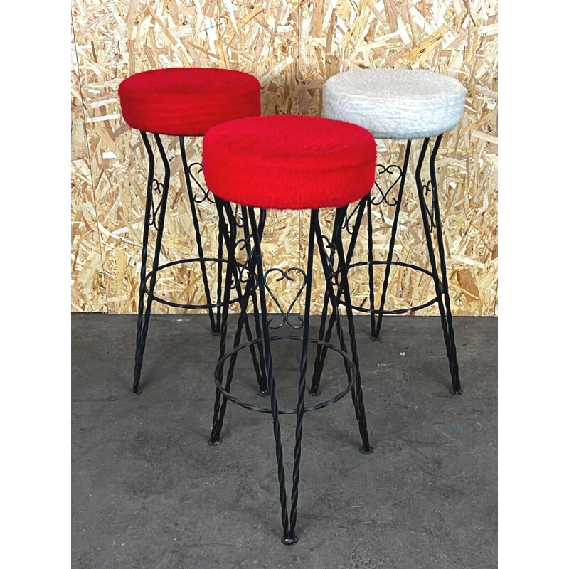 Set of 3 vintage cast iron bar stools, 1950s-1960s