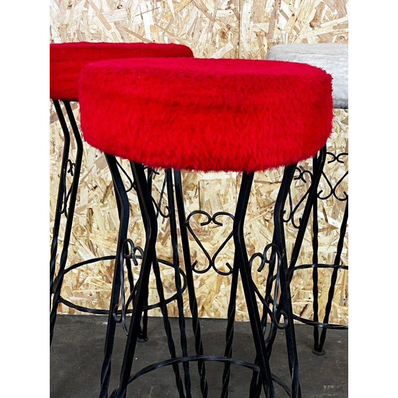 Ensemble de 3 tabourets de bar vintage en fonte, 1950-1960