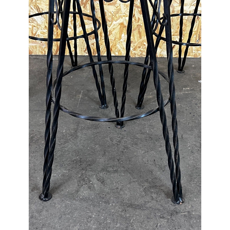 Set of 3 vintage cast iron bar stools, 1950s-1960s