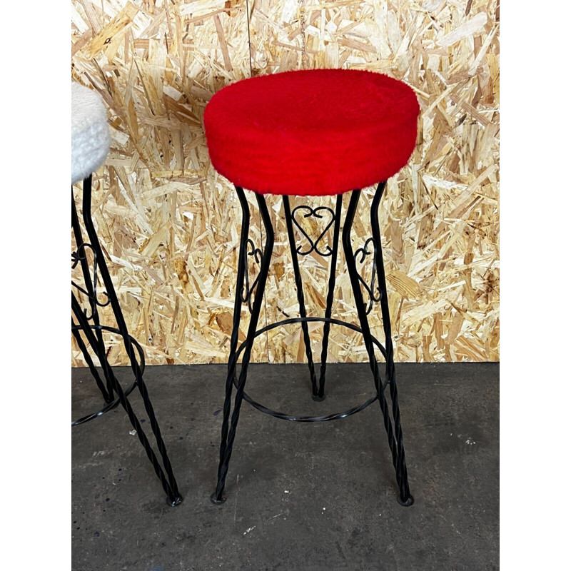 Set of 3 vintage cast iron bar stools, 1950s-1960s