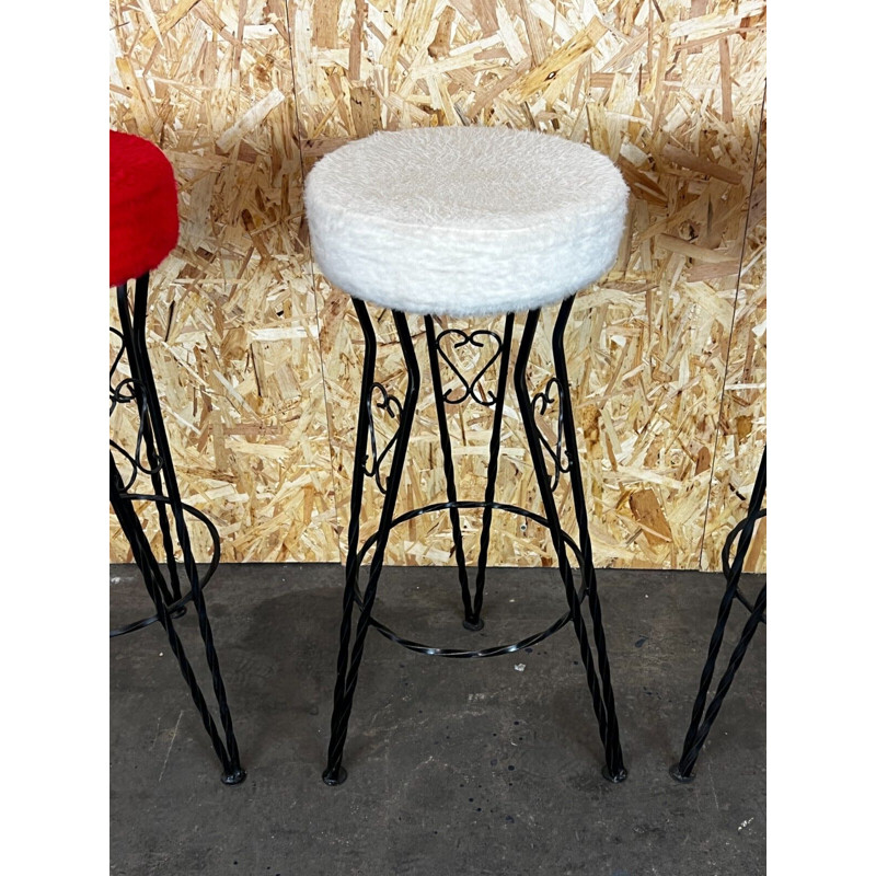 Set of 3 vintage cast iron bar stools, 1950s-1960s