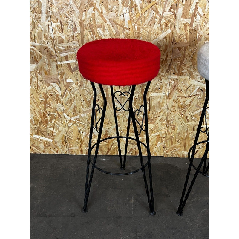 Set of 3 vintage cast iron bar stools, 1950s-1960s