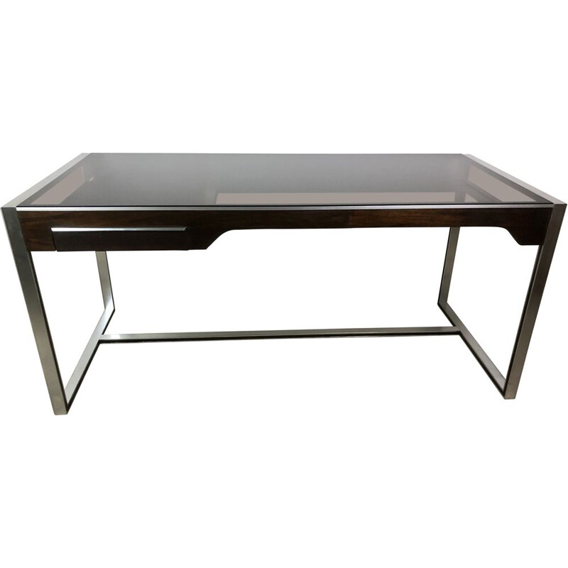 Vintage desk in metal and rosewood by Claude Gaillard for Ligne Roset, 1970