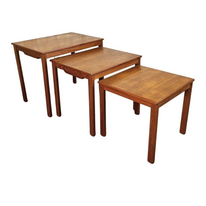 Set of 3 vintage teak nesting side tables by Imha, 1960s-1970s