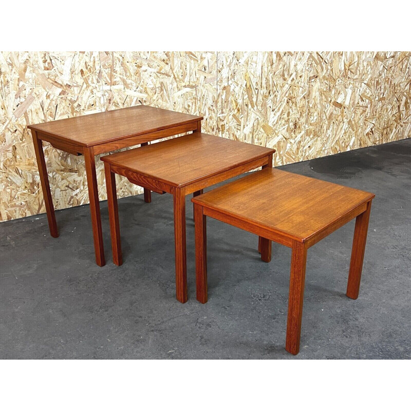 Set of 3 vintage teak nesting side tables by Imha, 1960s-1970s