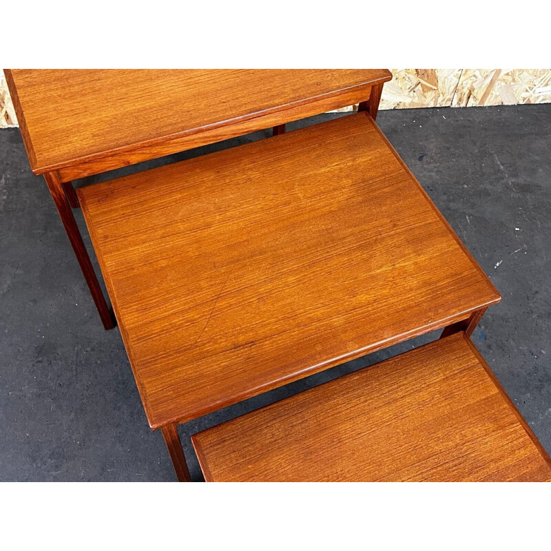 Set of 3 vintage teak nesting side tables by Imha, 1960s-1970s