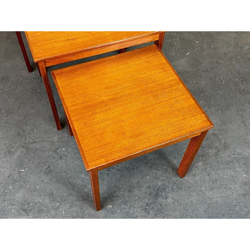 Set of 3 vintage teak nesting side tables by Imha, 1960s-1970s