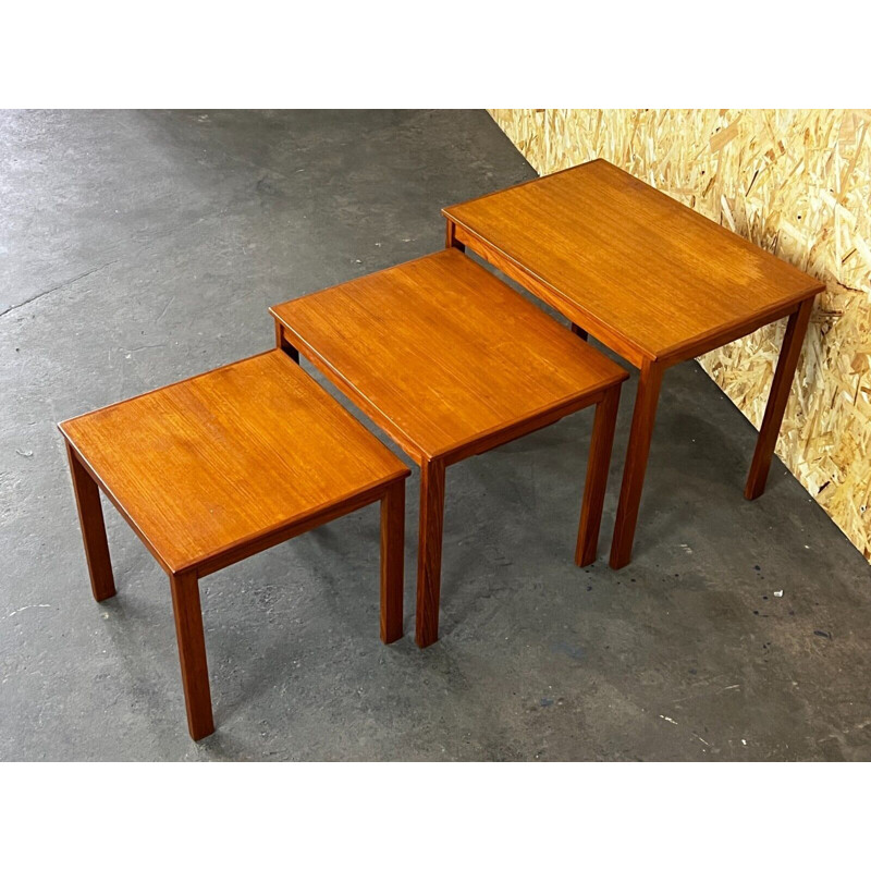 Set of 3 vintage teak nesting side tables by Imha, 1960s-1970s