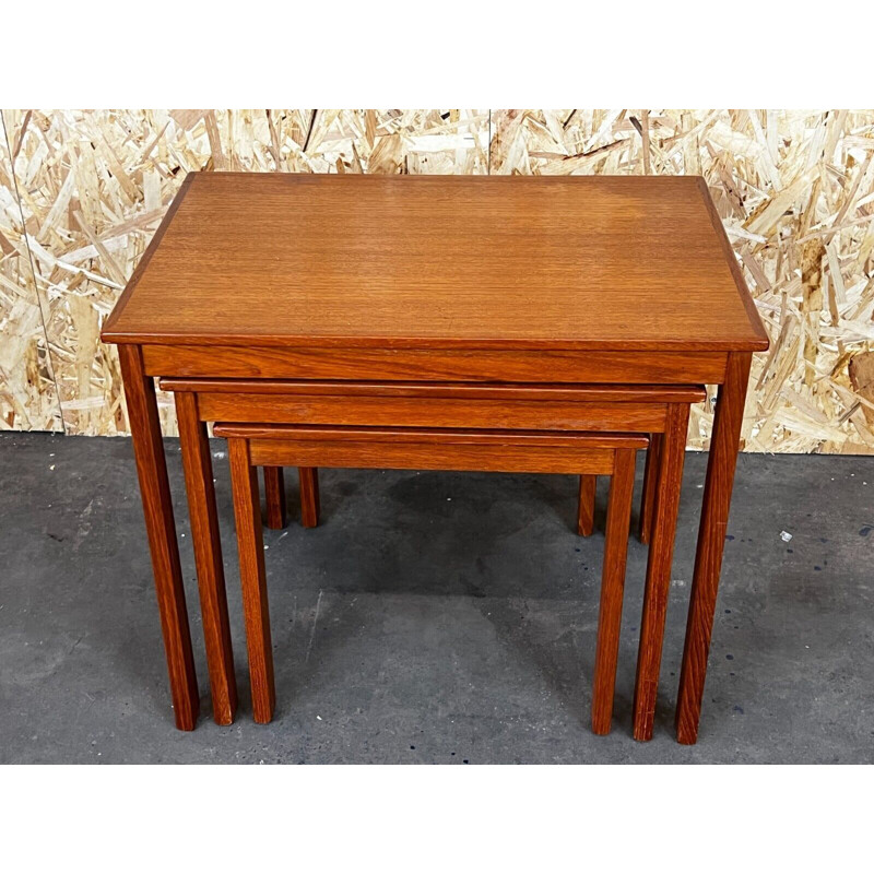 Set of 3 vintage teak nesting side tables by Imha, 1960s-1970s