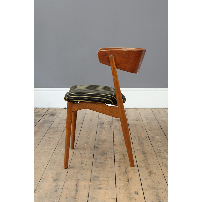 Sibast Mobelfabrik occasional chair in teak and striped fabric, Helge SIBAST - 1960s