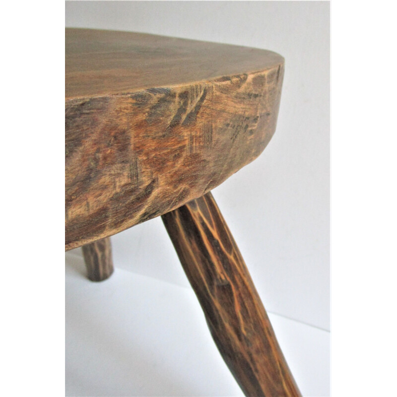 Vintage solid wood tripod stool, 1960s