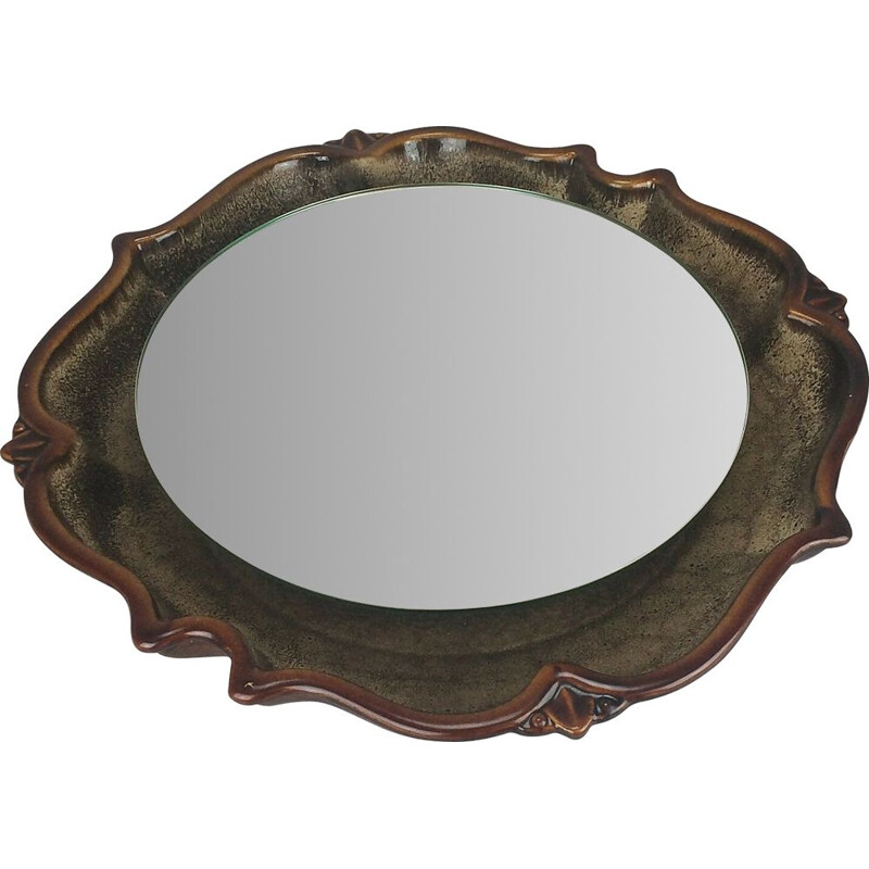 Vintage ceramic wall mirror by Pan, 1970