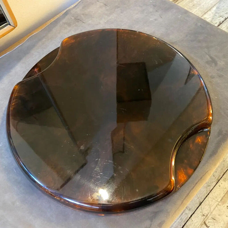 Vintage brass and lucite tray by Guzzini, Italy 1970s