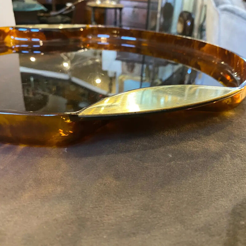 Vintage brass and lucite tray by Guzzini, Italy 1970s