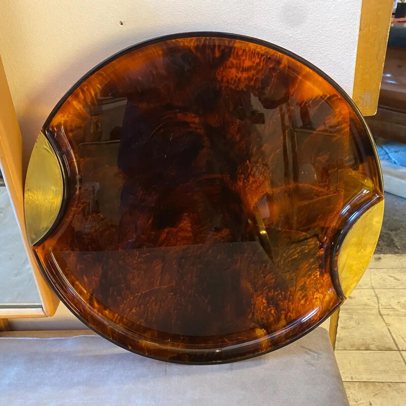 Vassoio vintage in ottone e lucite di Guzzini, Italia 1970