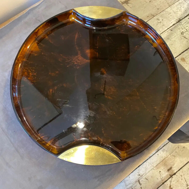 Vintage brass e lucite tray por Guzzini, Itália 1970