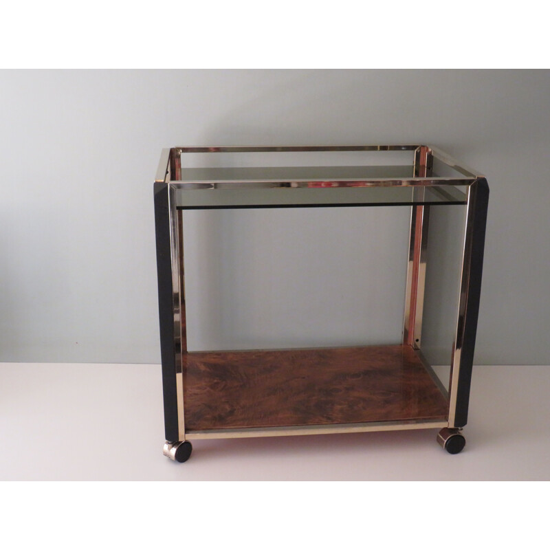 Vintage bar cart in gerookt glas