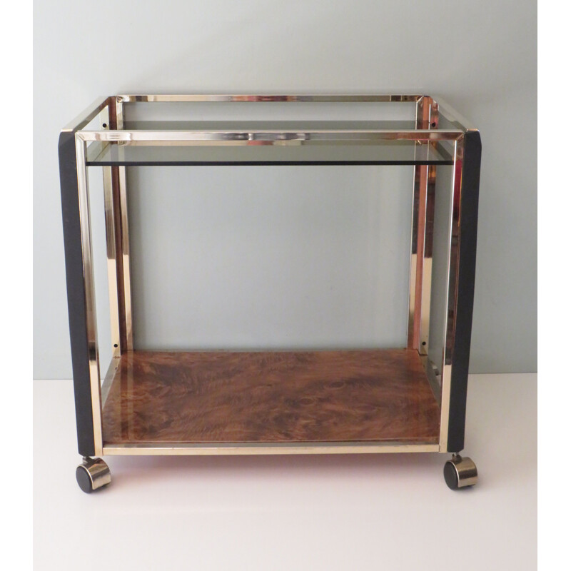 Vintage bar cart in smoked glass