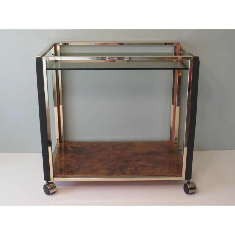 Vintage bar cart in smoked glass